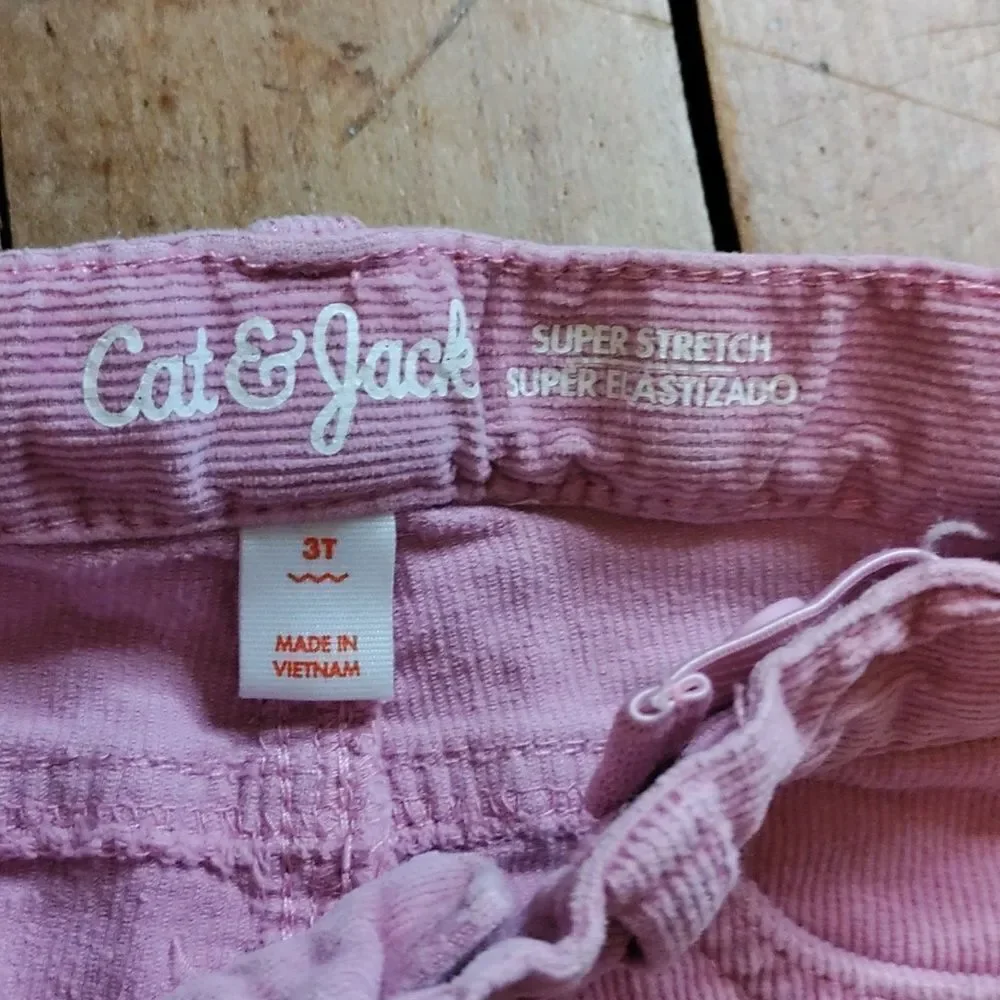 Cat & Jack pants 3T pink corduroy pastel spring cotton adjustable waist